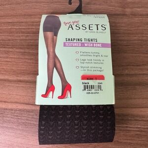 Assets by Sara‎ Blakely Spanx Textured Wishbone Shaping Tights Black Size 1 NWT
